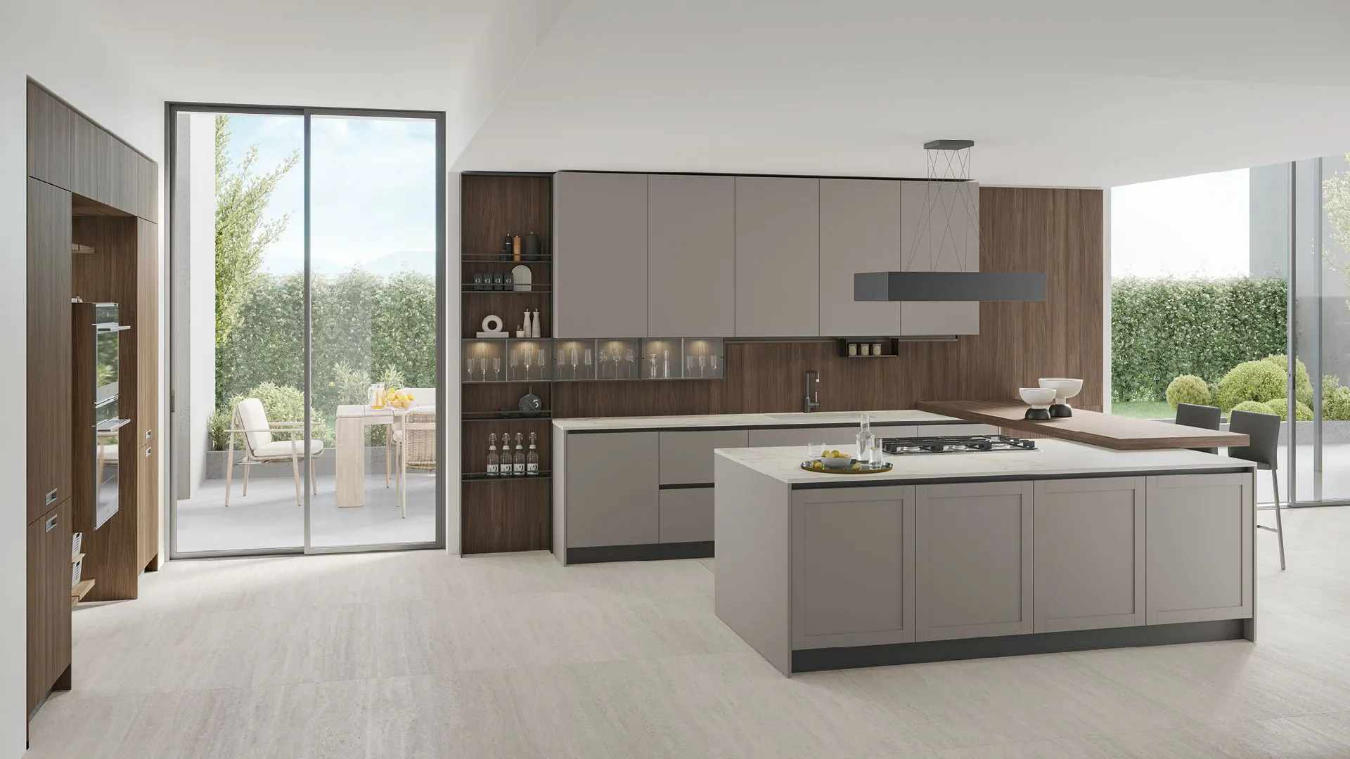 Infinity 3 Rovere Liquirizia, Grigio Fumo, top Dekton Entzo. 